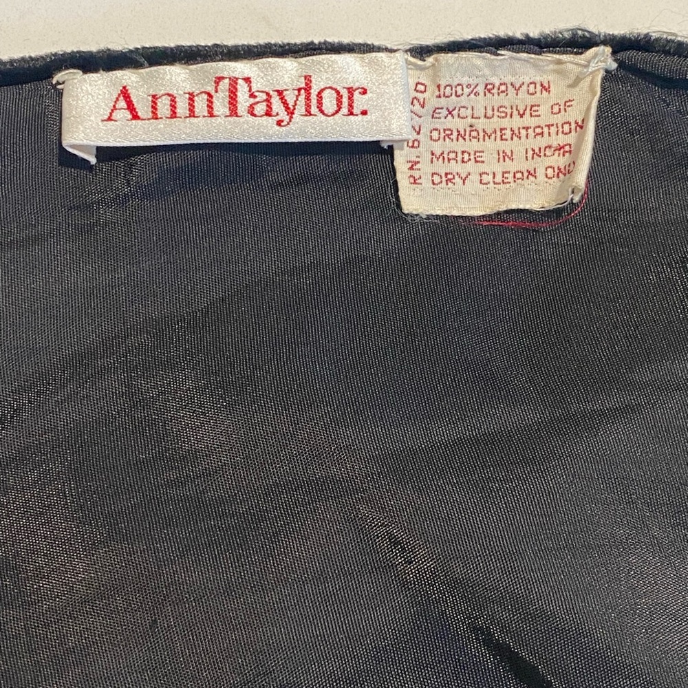 Vintage Ann Taylor Black Velvet Scarf Wrap Fringe Wedding Party - Picture 6 of 6